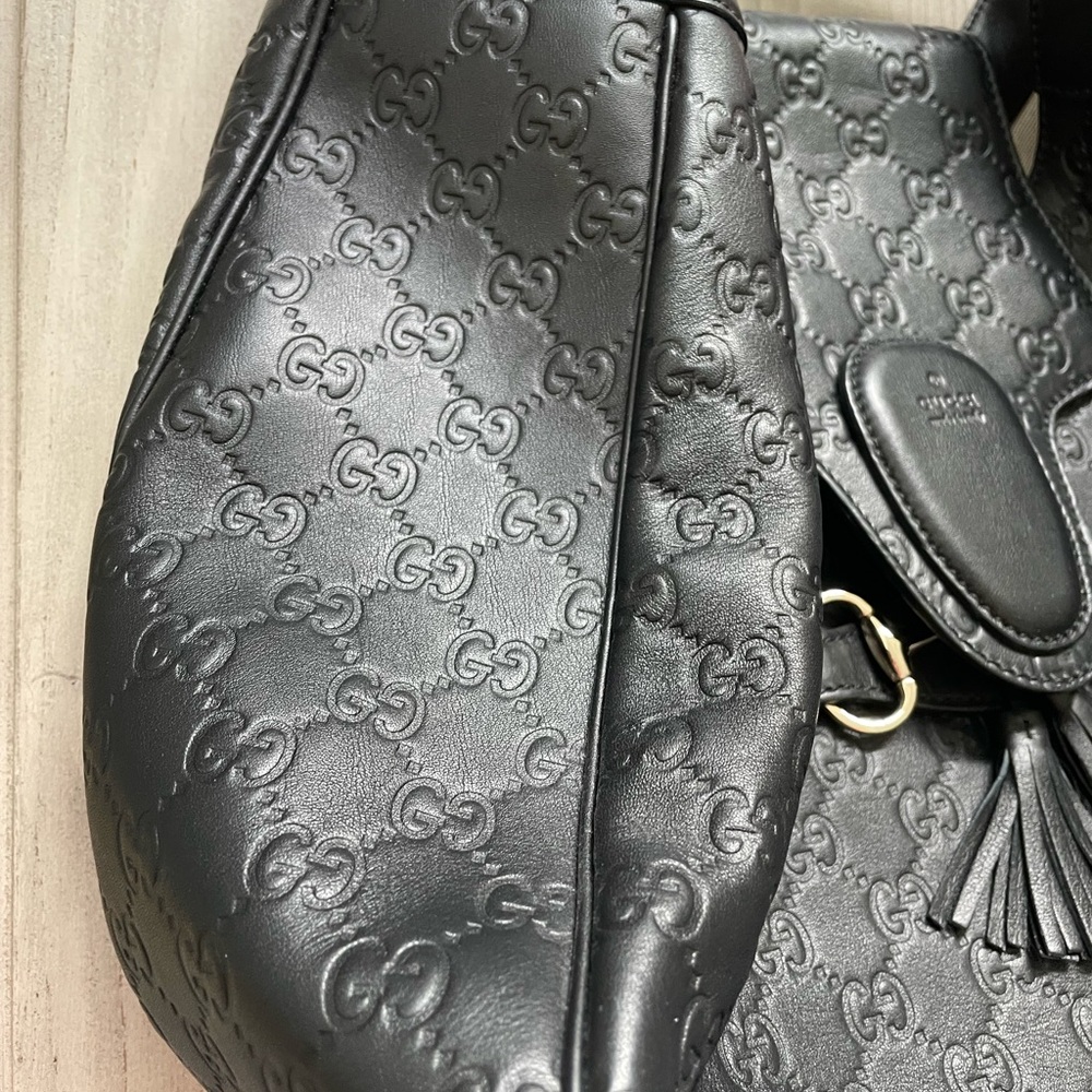 Gucci Black Embossed GG Tassel Hobo Bag - Picture 4 of 13